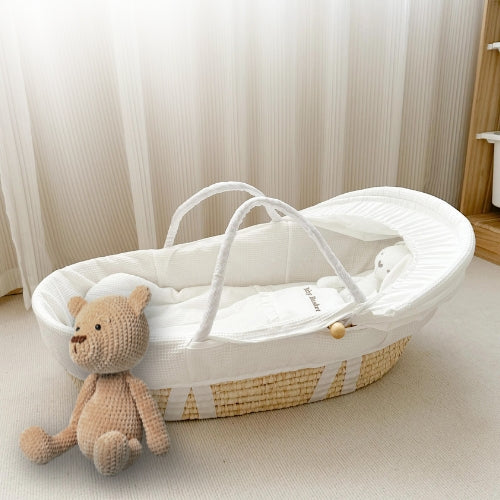 Couffin bébé- Base en Bois & Panier en Osier