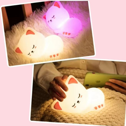 Veilleuse bébé - Chaton Rose et Blanc